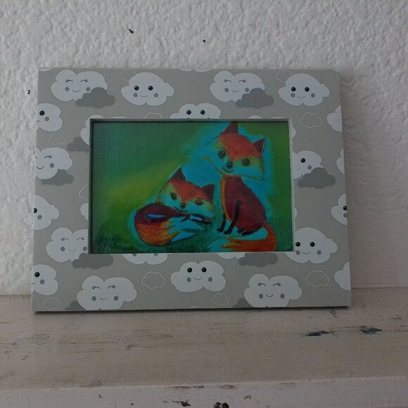 Red Fox 4x6 Art print within a cloud Frame, adorable, cute, baby animal, relax - Picture 4 of 6
